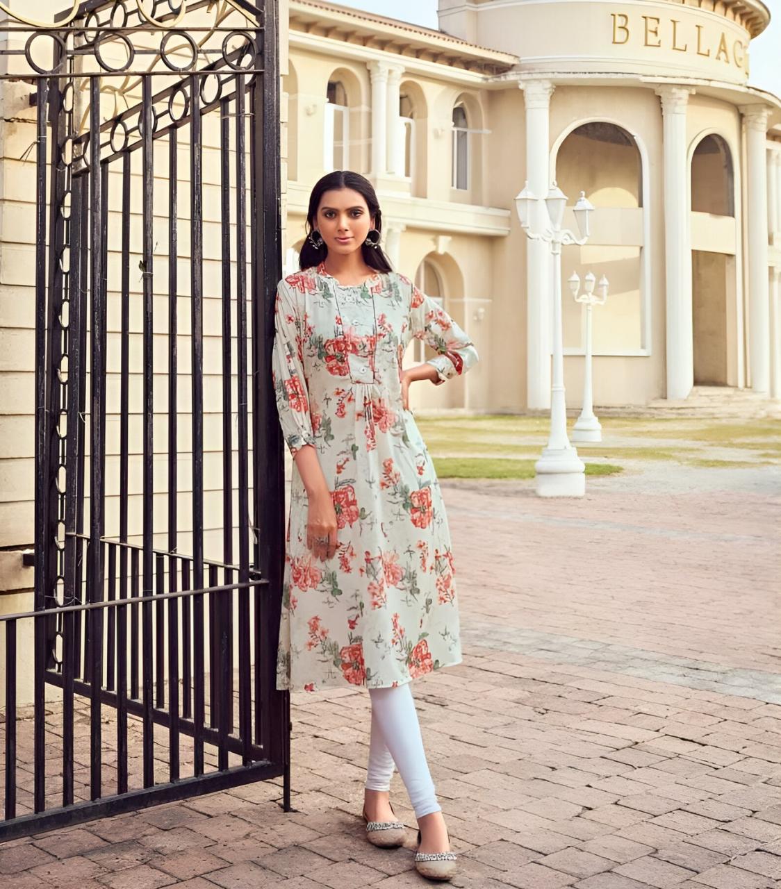 Women's Cotton Kurti, Three Quarter Sleeve, Knee Length