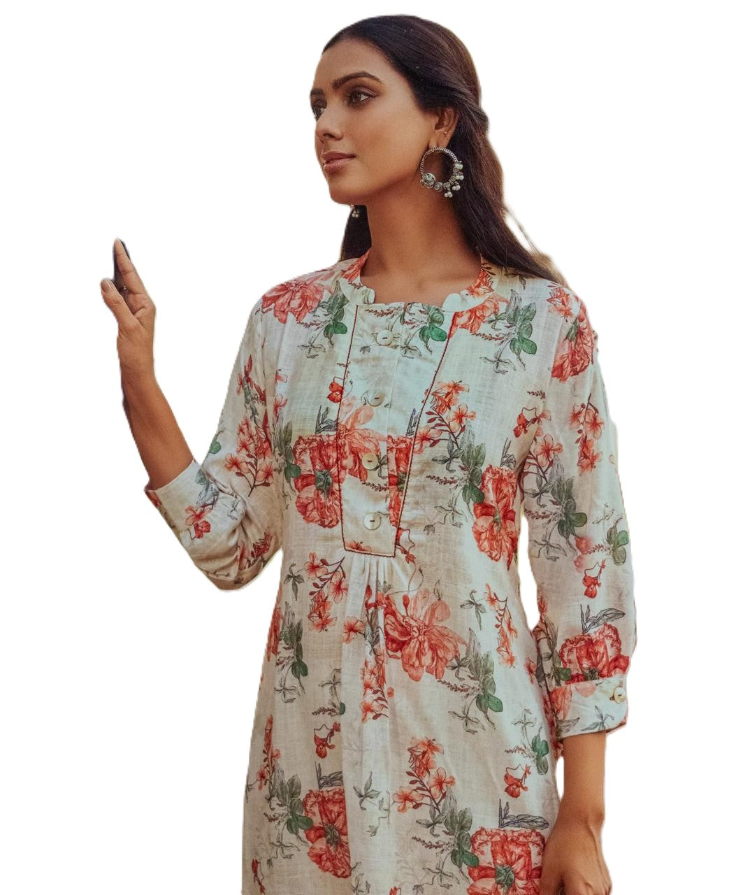 Women's Cotton Kurti, Three Quarter Sleeve, Knee Length