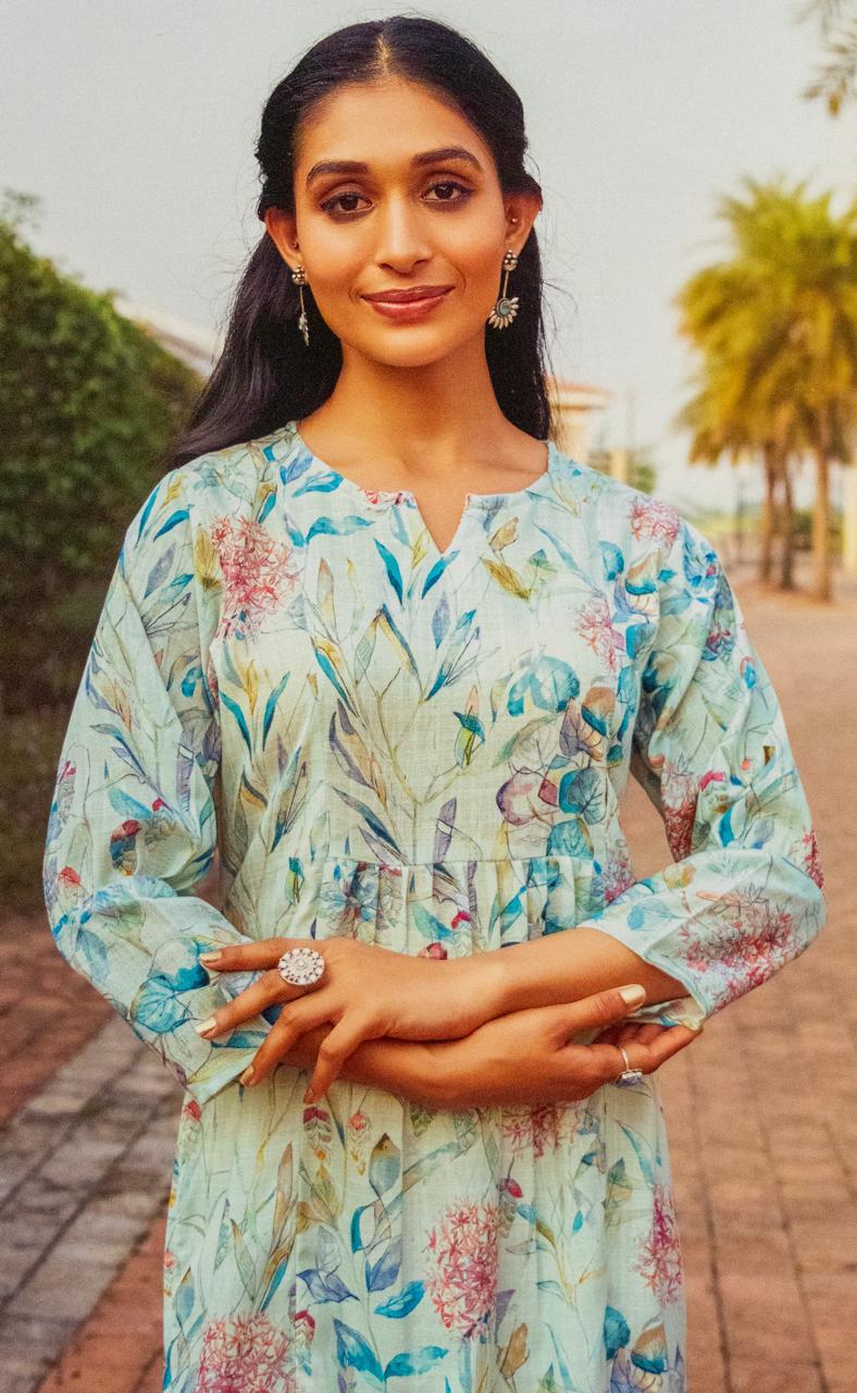 Women's Cotton Kurti, Three Quarter Sleeve, Knee Length