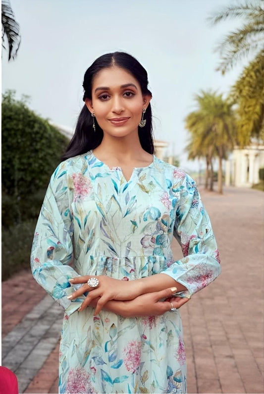 Women's Cotton Kurti, Three Quarter Sleeve, Knee Length