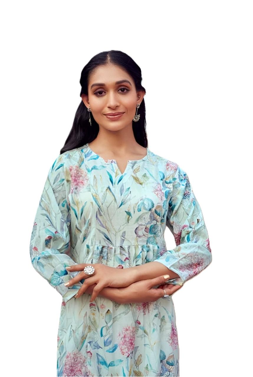 Women's Cotton Kurti, Three Quarter Sleeve, Knee Length