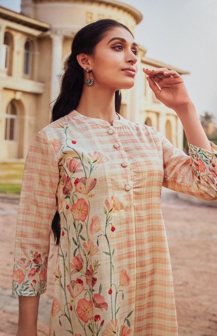 Women's Cotton Kurti, Three Quarter Sleeve, Knee Length
