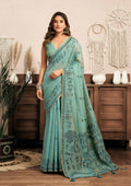 Rose Lily Traditional Printed Saree - Aqua Green