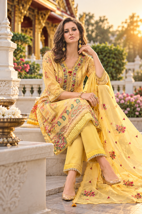 Rose Lily Pastel 3-Piece Salwar Suit Set - Blue