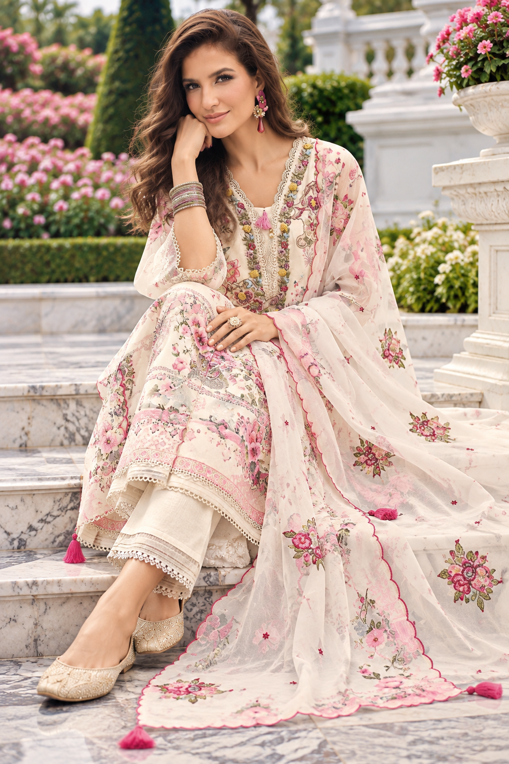 Rose Lily Pastel 3-Piece Salwar Suit Set - Green