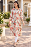 Rose Lily Pure Cotton Kurti - Blush Pink