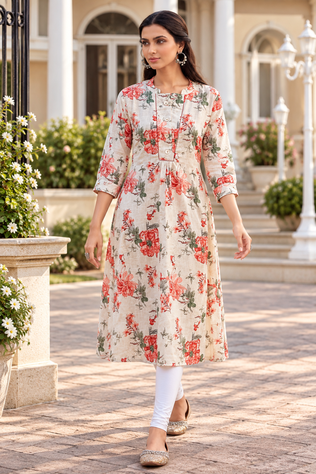 Rose Lily Pure Cotton Kurti - Blush Pink