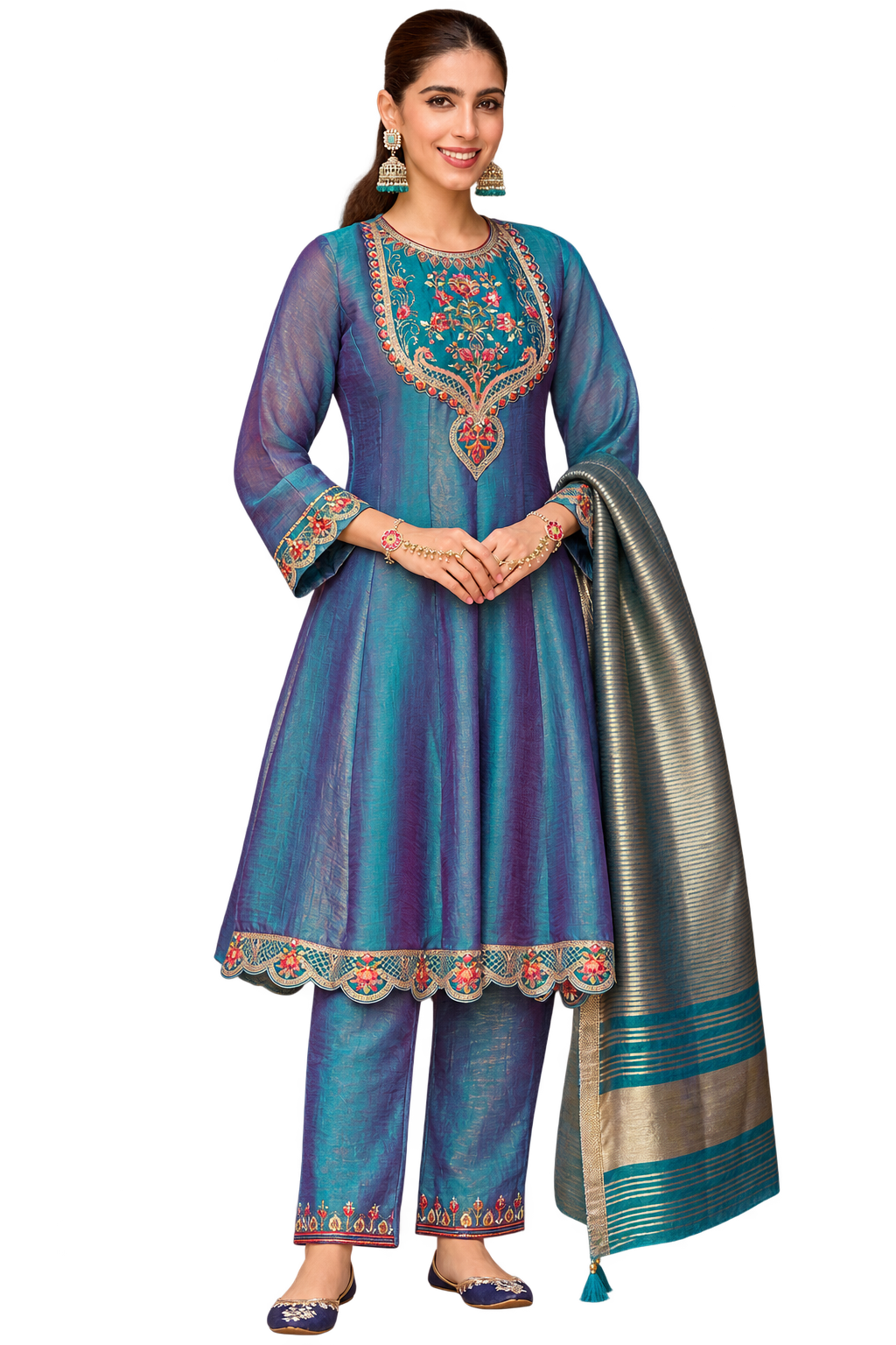 Rose Lily Women’s Premium Embroidered 3 Piece Salwar Suit Set with Kurta, Bottom & Dupatta | Elegant Ethnic Party Wear Dress Set | M-XXL
