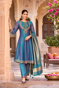 Rose Lily Premium Embroidered 3-Piece Salwar Suit Set - Blue