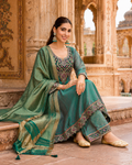 Rose Lily Premium Embroidered 3-Piece Salwar Suit Set - Green