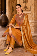 Rose Lily Premium Embroidered 3-Piece Salwar Suit Set - Orange