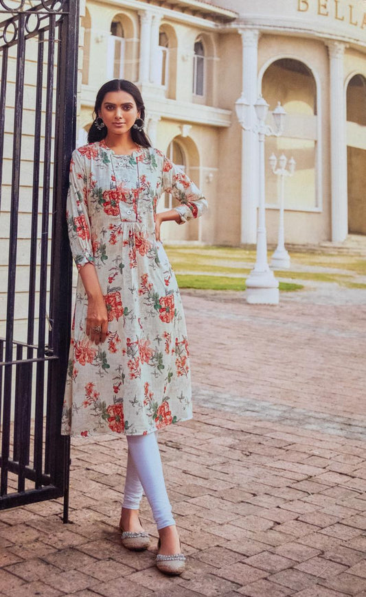 Women's Cotton Kurti, Three Quarter Sleeve, Knee Length