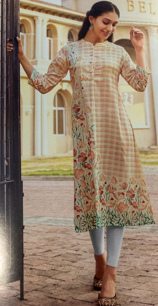 Women's Cotton Kurti, Three Quarter Sleeve, Knee Length