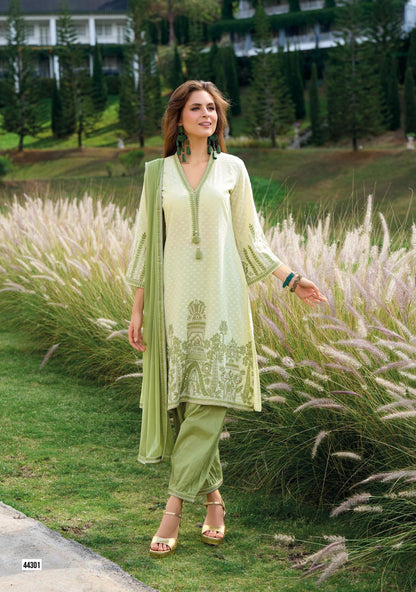 Designer Embroidered muslin print handwork fully stitch, Traditional Indian 3 Piece Kurta with Palazzo Pants and Dupatta, Ethnic Wear Collection