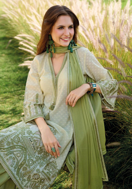 Designer Embroidered muslin print handwork fully stitch, Traditional Indian 3 Piece Kurta with Palazzo Pants and Dupatta, Ethnic Wear Collection