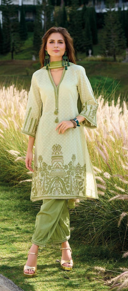 Designer Embroidered muslin print handwork fully stitch, Traditional Indian 3 Piece Kurta with Palazzo Pants and Dupatta, Ethnic Wear Collection